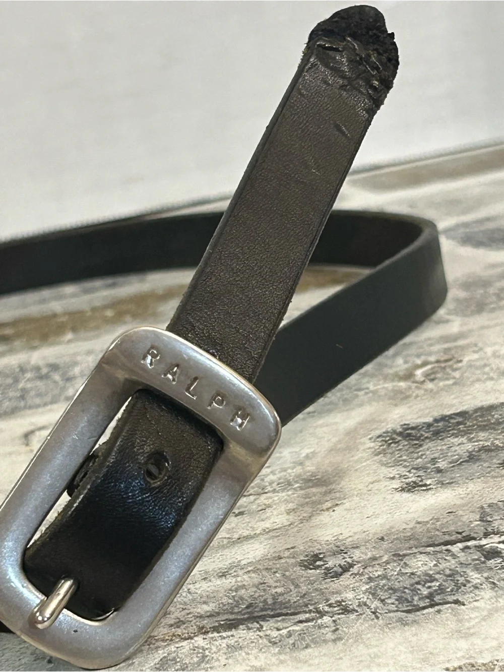Ralph Lauren Black Leather Belt skinny with Silver-Tone Buckle